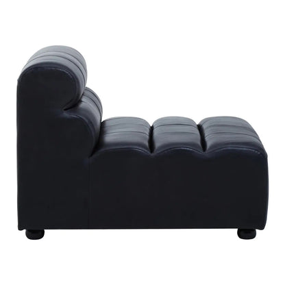 King Armless Distressed Leather Sofa Chair In Slate Grey