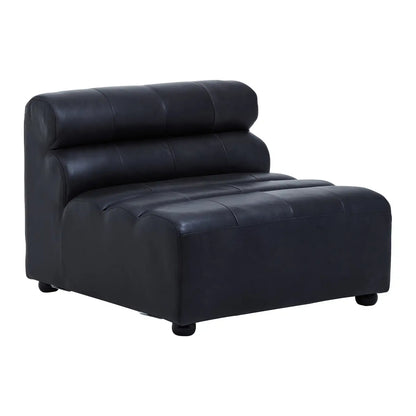 King Armless Distressed Leather Sofa Chair In Slate Grey