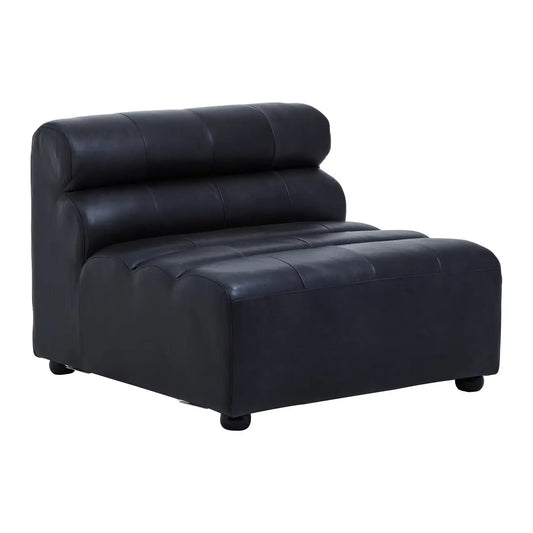King Armless Distressed Leather Sofa Chair In Slate Grey