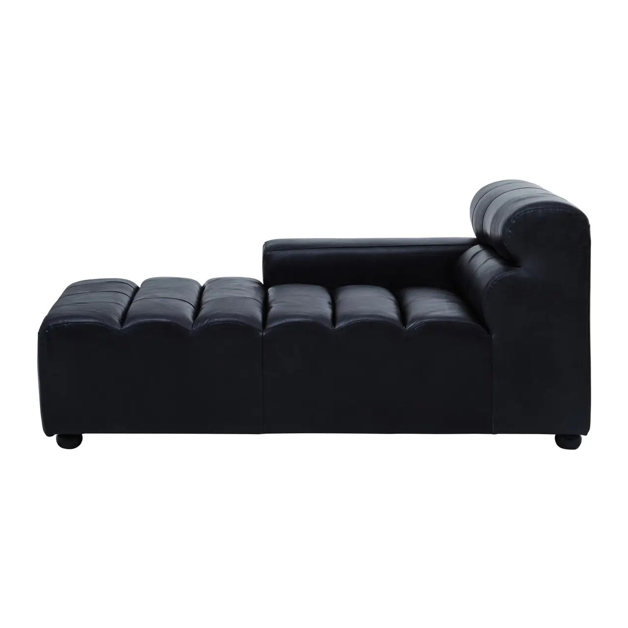 King Right Arm Distressed Leather Chaise In Slate Grey