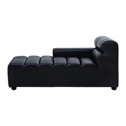 King Right Arm Distressed Leather Chaise In Slate Grey