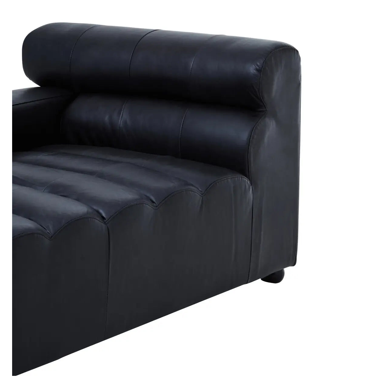 King Right Arm Distressed Leather Chaise In Slate Grey
