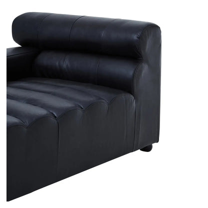 King Right Arm Distressed Leather Chaise In Slate Grey