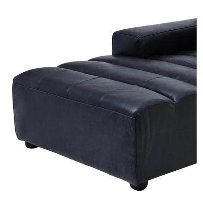 King Right Arm Distressed Leather Chaise In Slate Grey