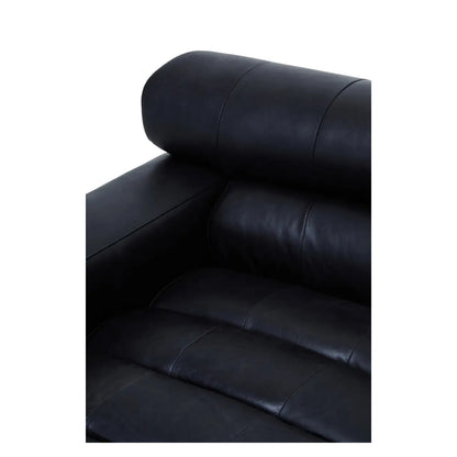 King Right Arm Distressed Leather Chaise In Slate Grey