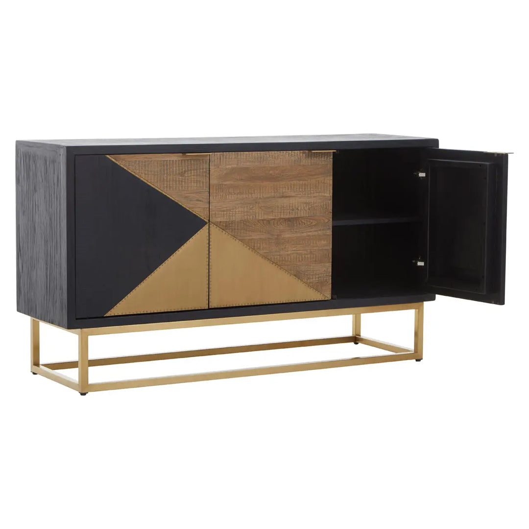 Siena Wooden Sideboard With 3 Door In Black And Brown Oak