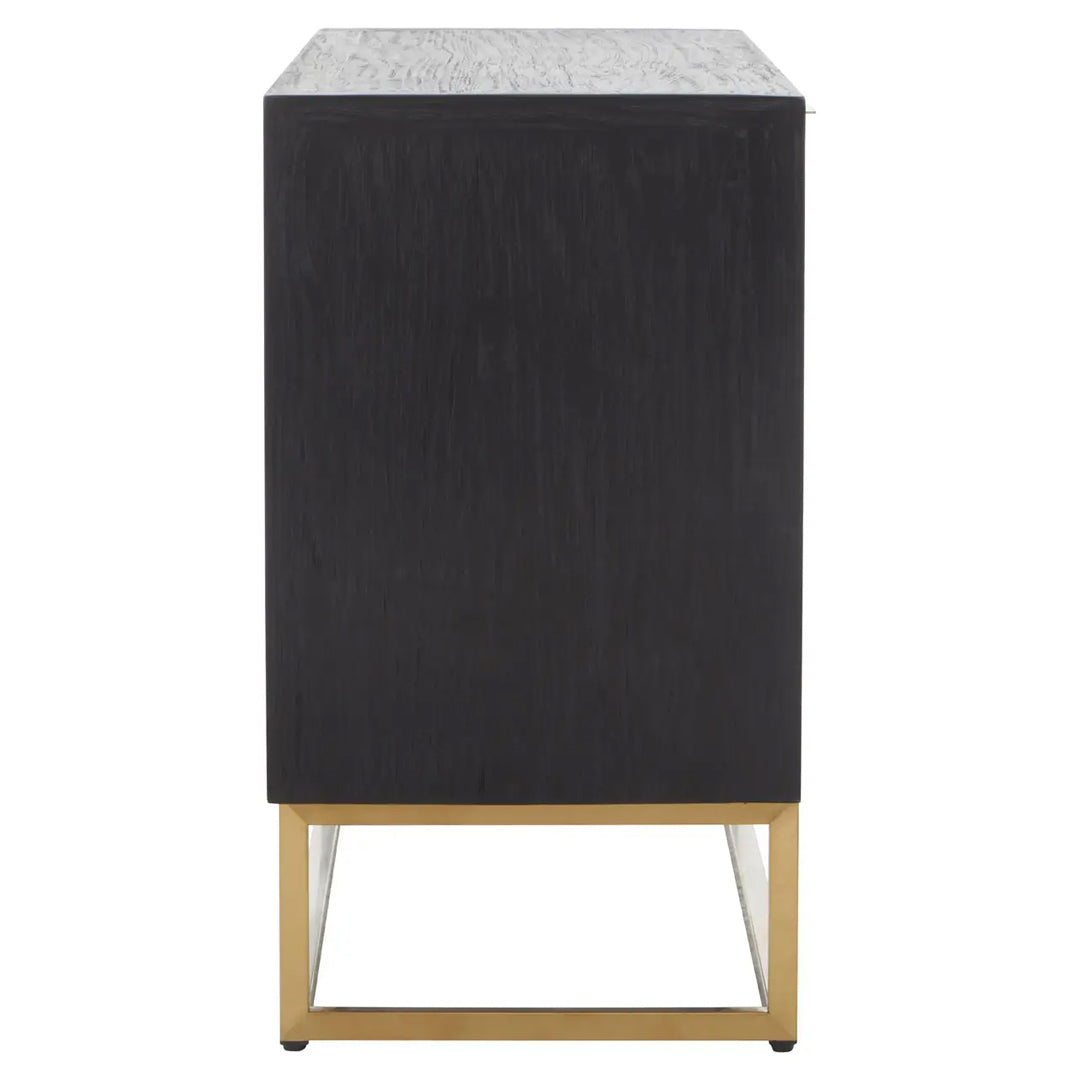 Siena Wooden Sideboard With 3 Door In Black And Brown Oak