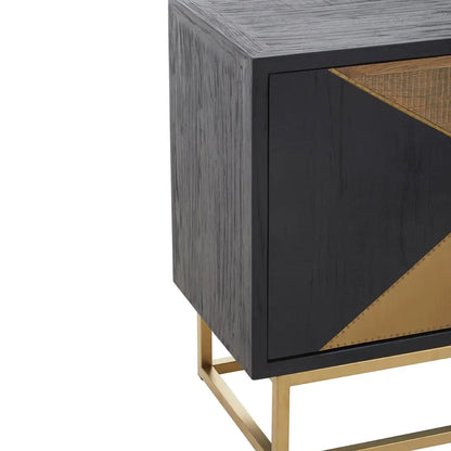 Siena Wooden Sideboard With 3 Door In Black And Brown Oak