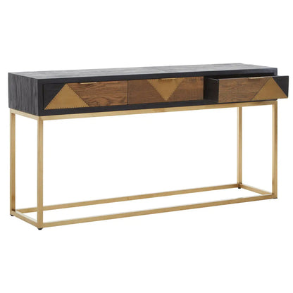 Siena Wooden Console Table In Black And Brown Oak