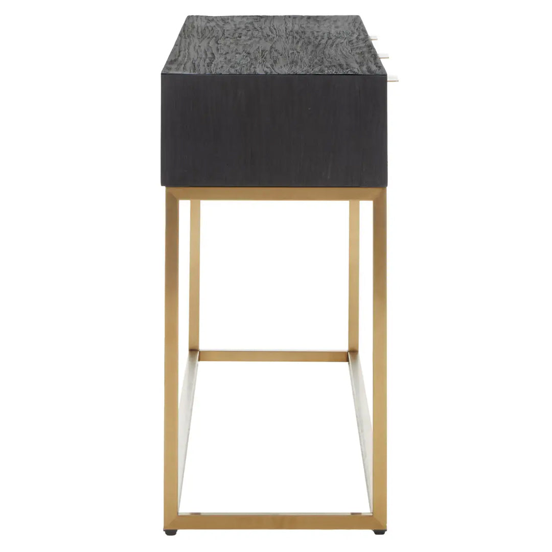 Siena Wooden Console Table In Black And Brown Oak