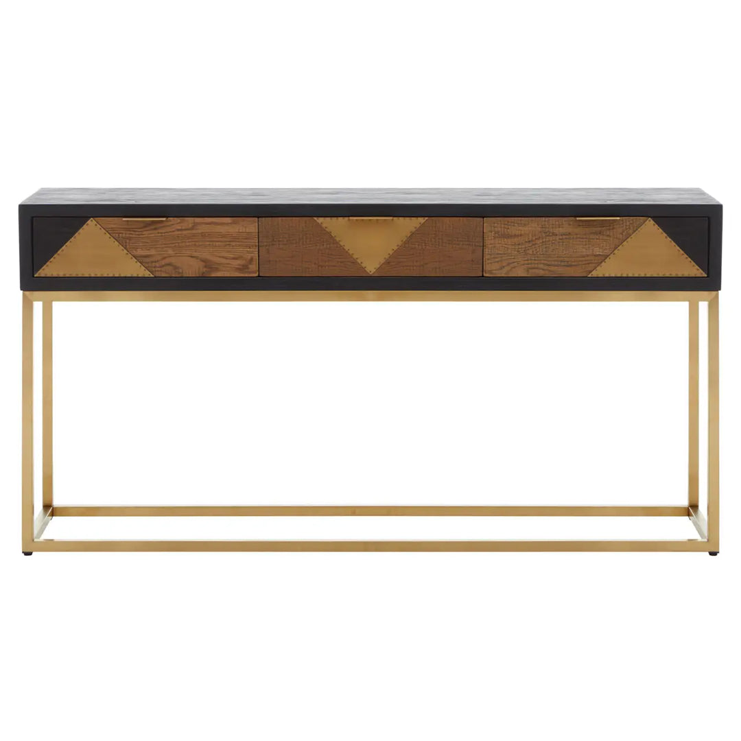 Siena Wooden Console Table In Black And Brown Oak