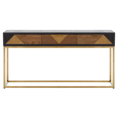 Siena Wooden Console Table In Black And Brown Oak