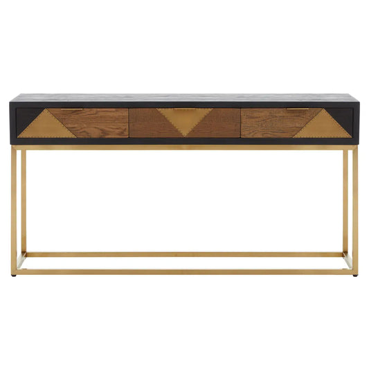Siena Wooden Console Table In Black And Brown Oak