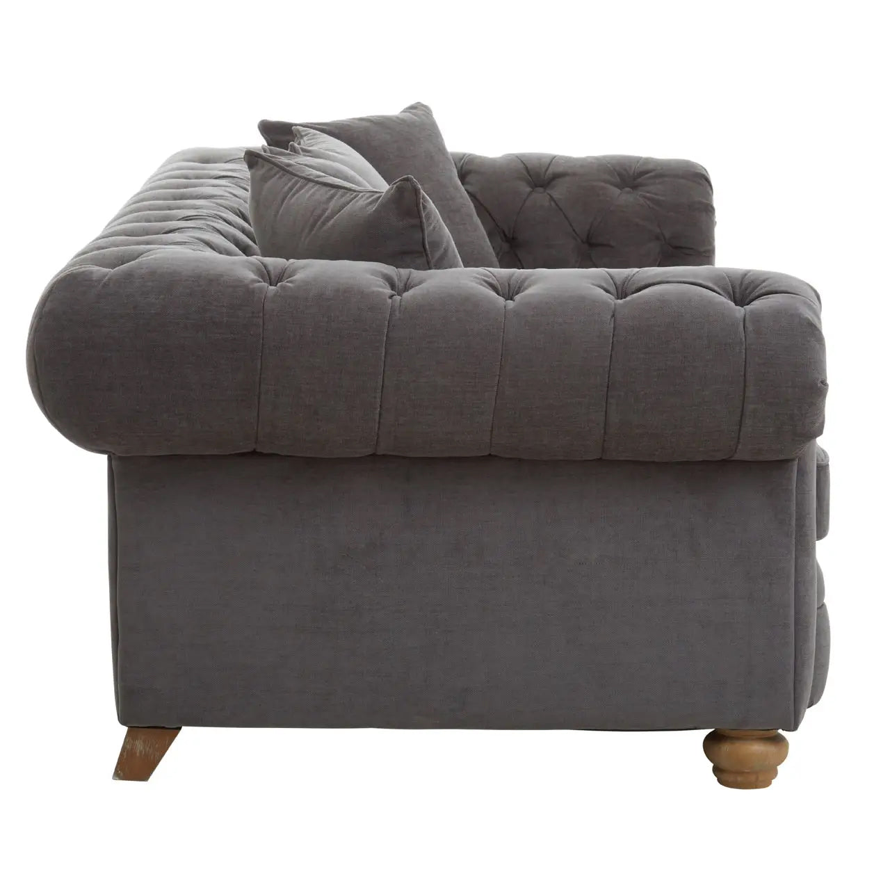 Spencer Fabric 3 Seater Sofa In Grey With Wooden Legs