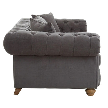 Spencer Fabric 3 Seater Sofa In Grey With Wooden Legs