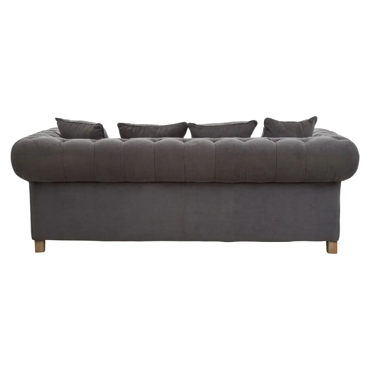 Spencer Fabric 3 Seater Sofa In Grey With Wooden Legs