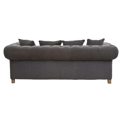 Spencer Fabric 3 Seater Sofa In Grey With Wooden Legs