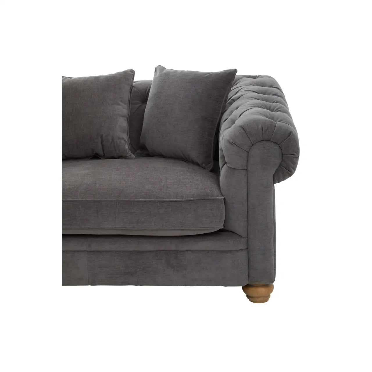 Spencer Fabric 3 Seater Sofa In Grey With Wooden Legs