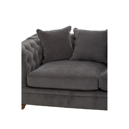 Spencer Fabric 3 Seater Sofa In Grey With Wooden Legs