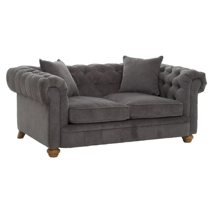 Spencer Fabric 2 Seater Sofa In Grey With Wooden Legs