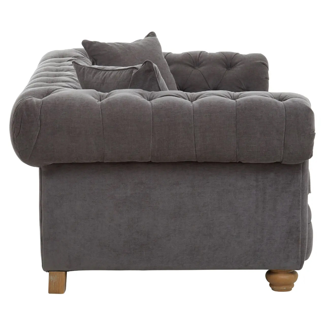 Spencer Fabric 2 Seater Sofa In Grey With Wooden Legs