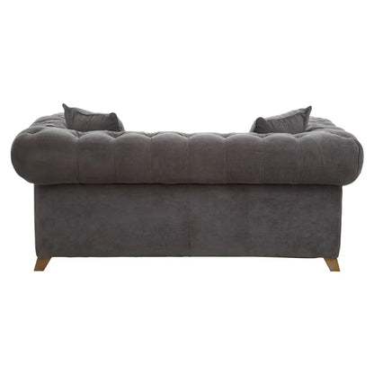 Spencer Fabric 2 Seater Sofa In Grey With Wooden Legs