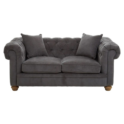 Spencer Fabric 2 Seater Sofa In Grey With Wooden Legs
