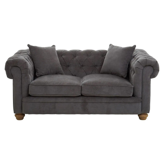 Spencer Fabric 2 Seater Sofa In Grey With Wooden Legs