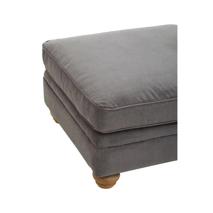 Spencer Fabric Footstool In Grey With Wooden Legs