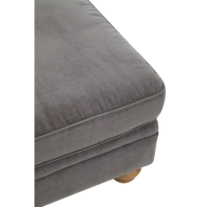 Spencer Fabric Footstool In Grey With Wooden Legs