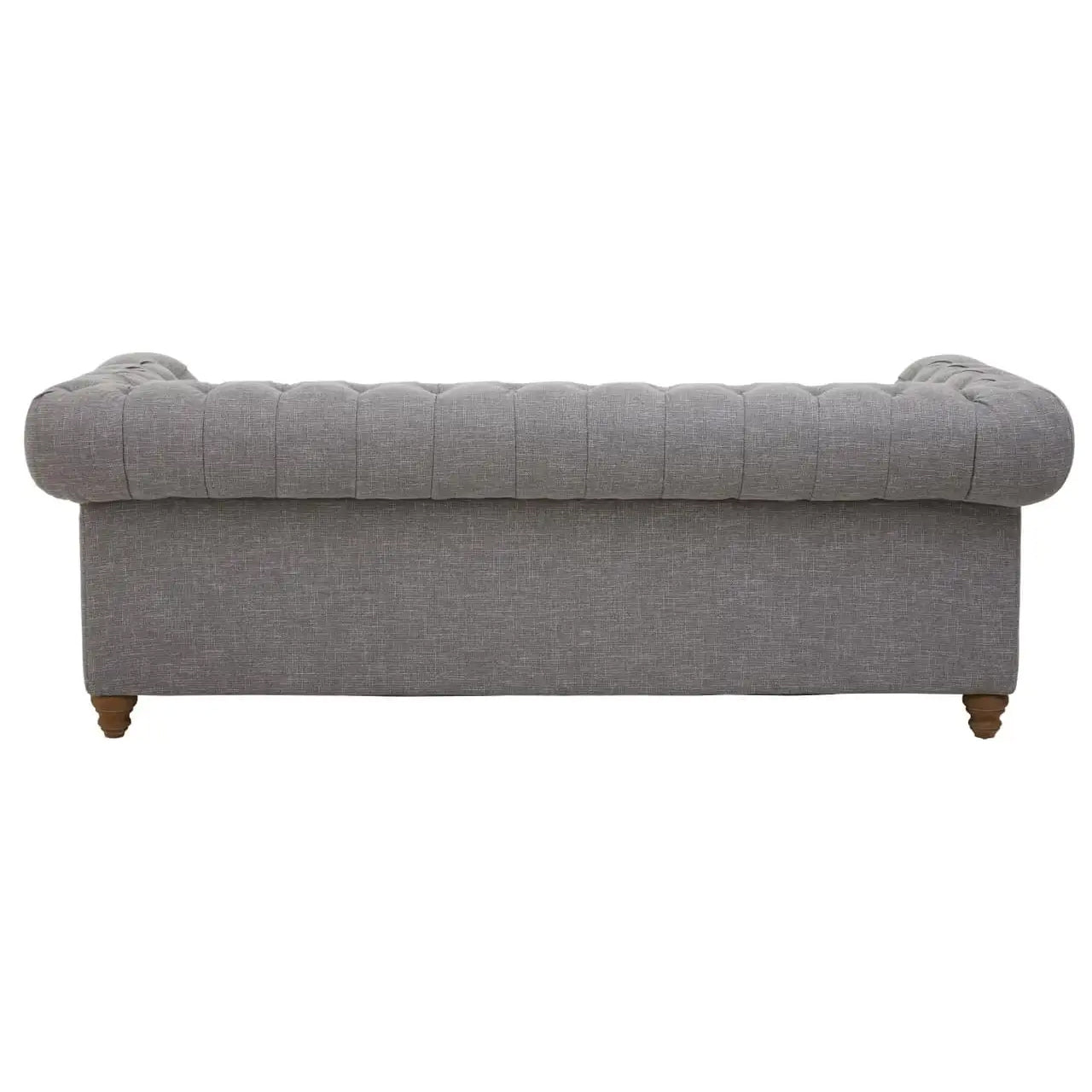 Stella Classic Chesterfield Linen Fabric 3 Seater Sofa In Grey