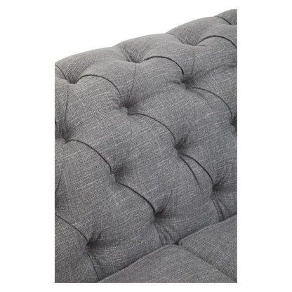 Stella Classic Chesterfield Linen Fabric 3 Seater Sofa In Grey