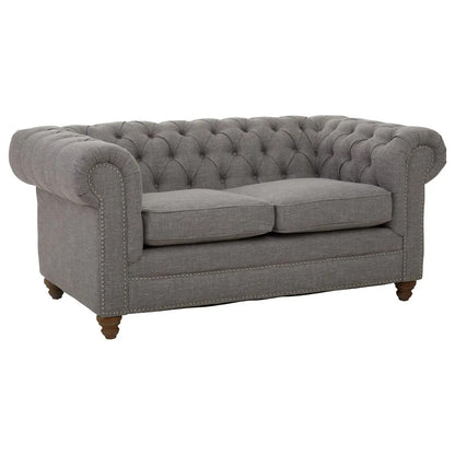 Stella Classic Chesterfield Linen Fabric 2 Seater Sofa In Grey