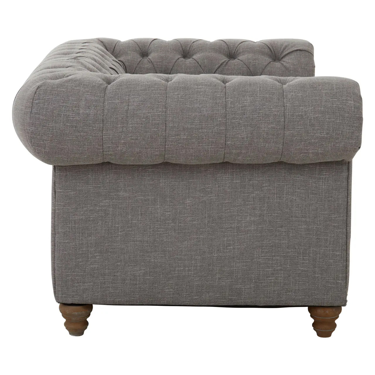 Stella Classic Chesterfield Linen Fabric 2 Seater Sofa In Grey