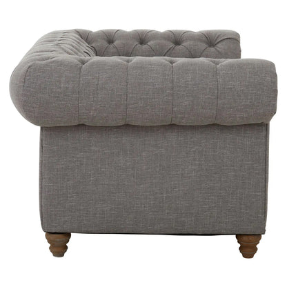 Stella Classic Chesterfield Linen Fabric 2 Seater Sofa In Grey