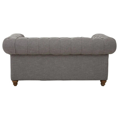Stella Classic Chesterfield Linen Fabric 2 Seater Sofa In Grey