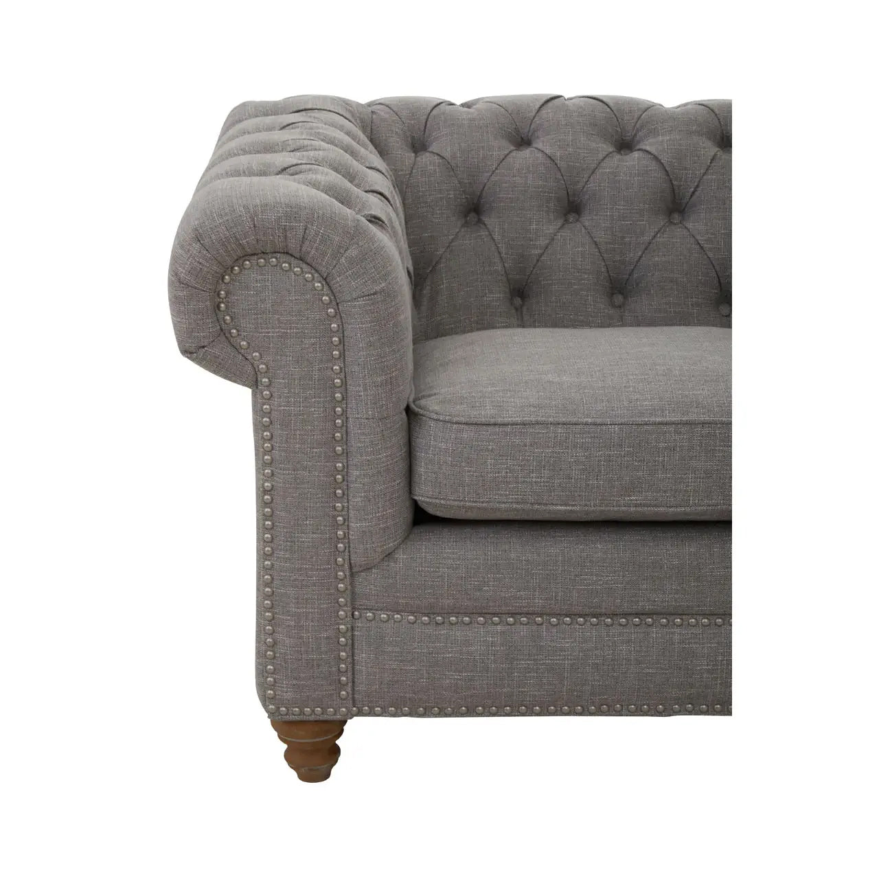 Stella Classic Chesterfield Linen Fabric 2 Seater Sofa In Grey
