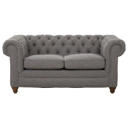 Stella Classic Chesterfield Linen Fabric 2 Seater Sofa In Grey