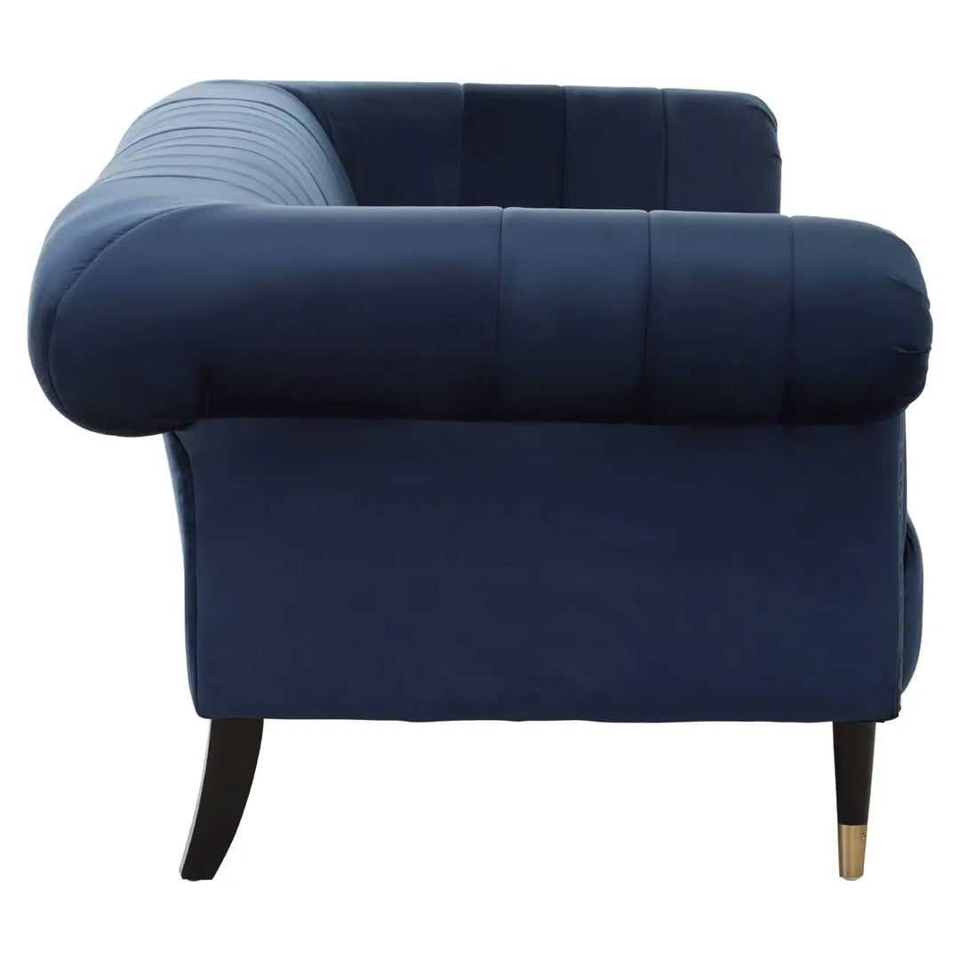 Siena Velvet 3 Seater Sofa In Midnight Blue