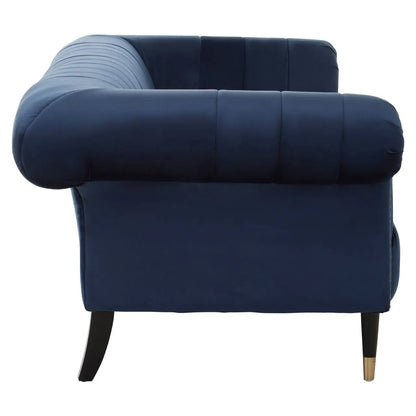 Siena Velvet 3 Seater Sofa In Midnight Blue