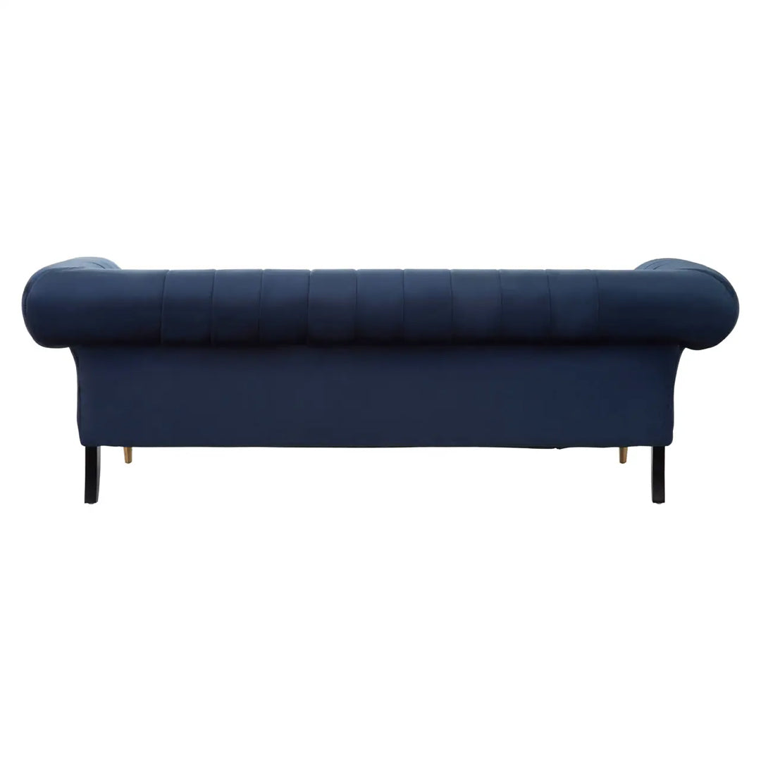 Siena Velvet 3 Seater Sofa In Midnight Blue