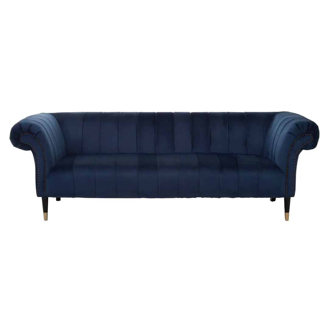 Siena Velvet 3 Seater Sofa In Midnight Blue
