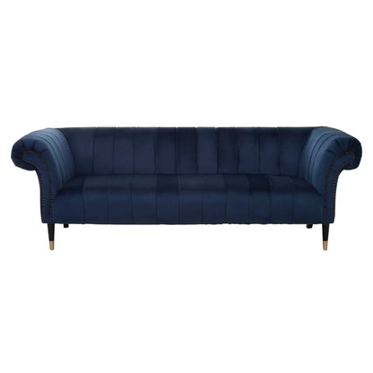 Siena Velvet 3 Seater Sofa In Midnight Blue