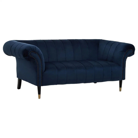 Siena Velvet 2 Seater Sofa In Midnight Blue