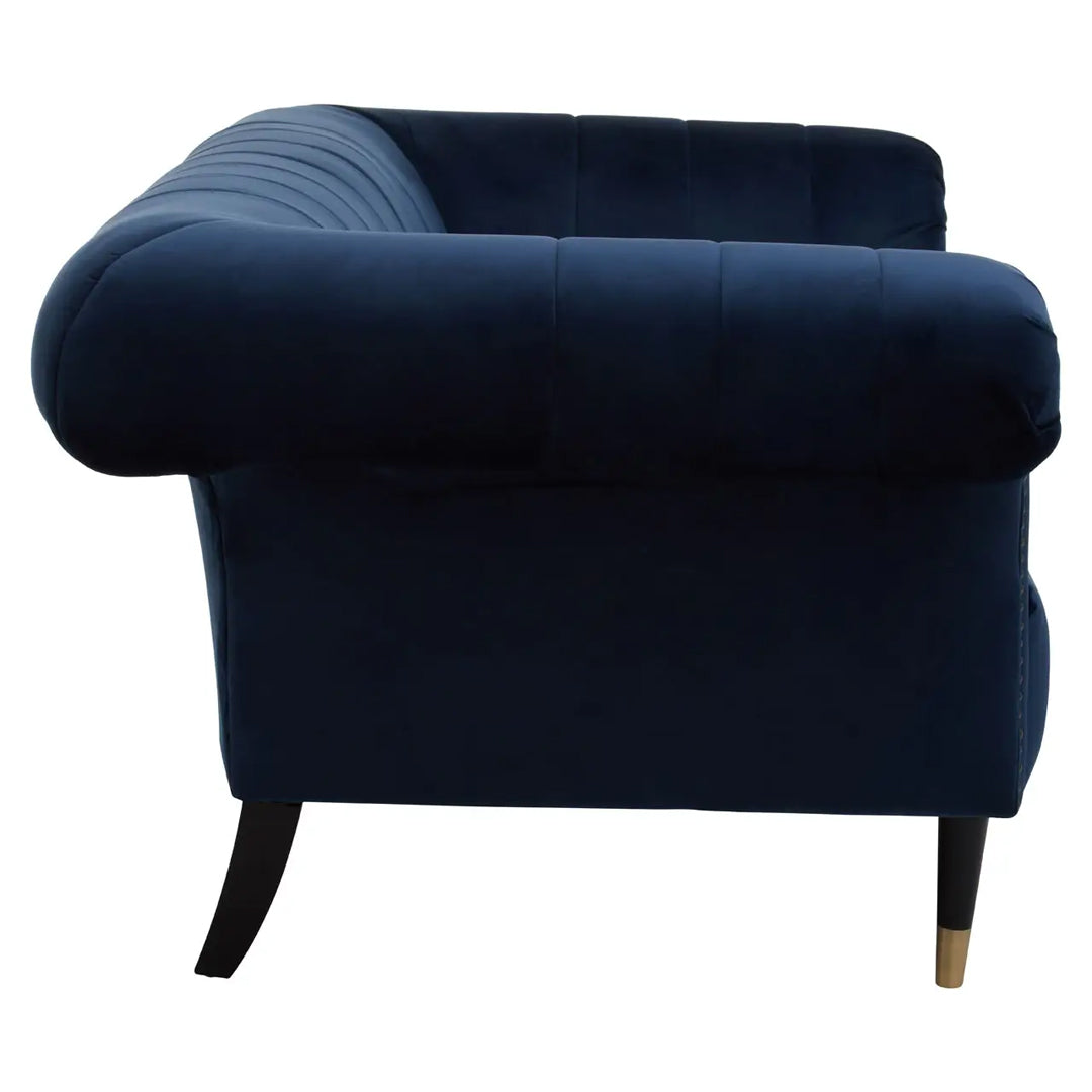 Siena Velvet 2 Seater Sofa In Midnight Blue