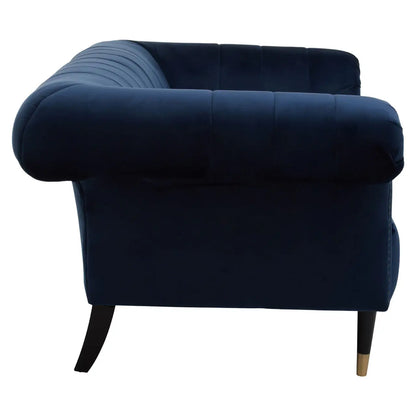 Siena Velvet 2 Seater Sofa In Midnight Blue