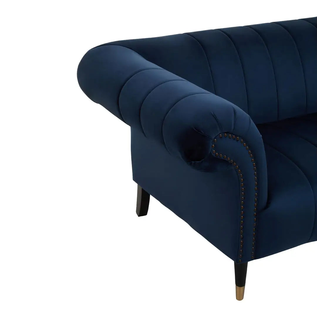 Siena Velvet 2 Seater Sofa In Midnight Blue