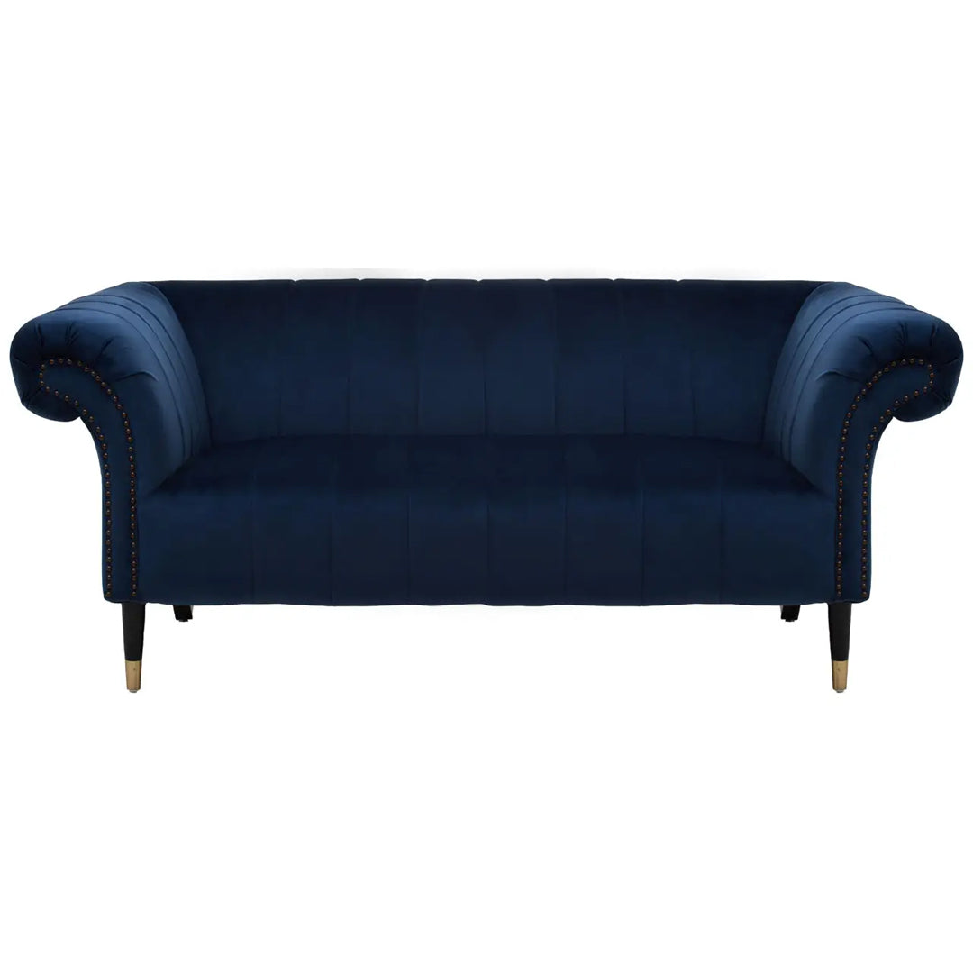 Siena Velvet 2 Seater Sofa In Midnight Blue