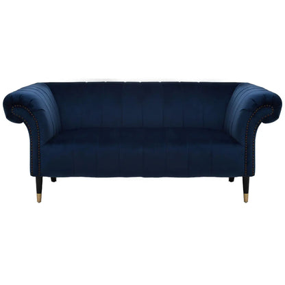 Siena Velvet 2 Seater Sofa In Midnight Blue