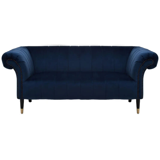 Siena Velvet 2 Seater Sofa In Midnight Blue